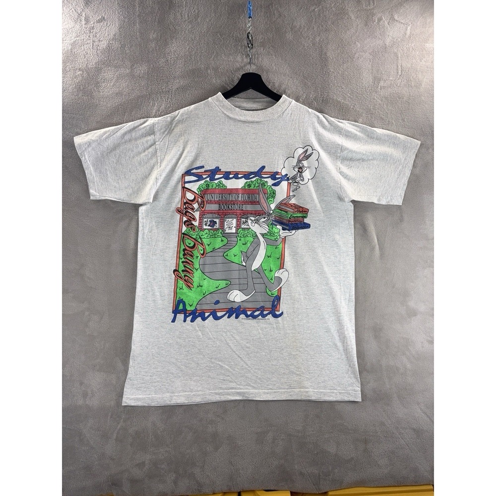 Vintage Bugs Bunny College Ware Shirt Mens One Size Gray Graphic Looney Tunes